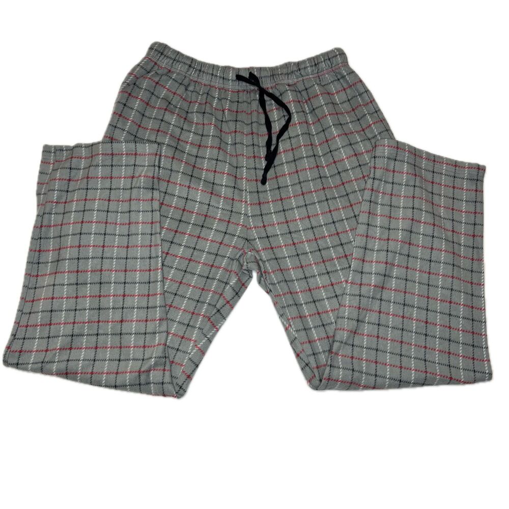 Nautica Men's Fleece Lounge Sleepwear Size L Large Gray and Black Pajama Pants